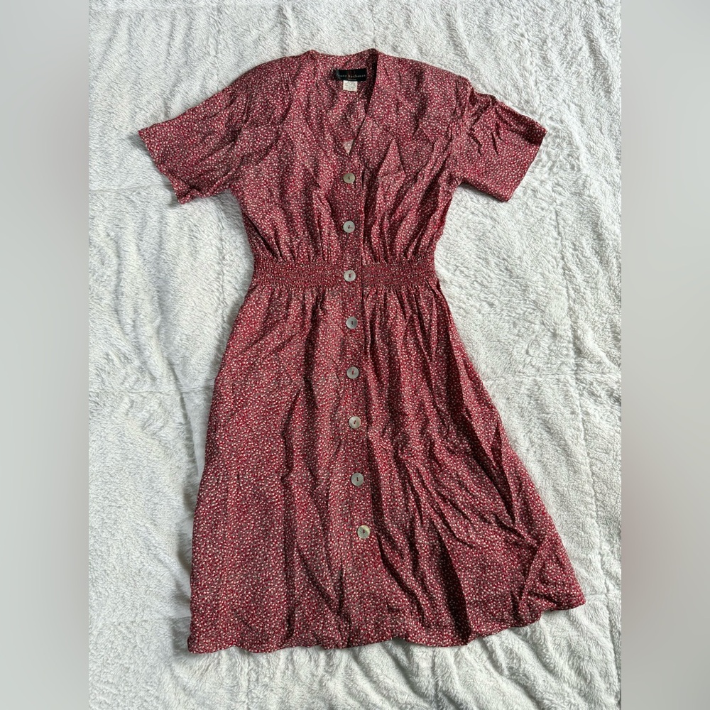 Vintage 80s Jenny Buchanan Petites USA Floral Cottagecore Midi Dress Size 6P